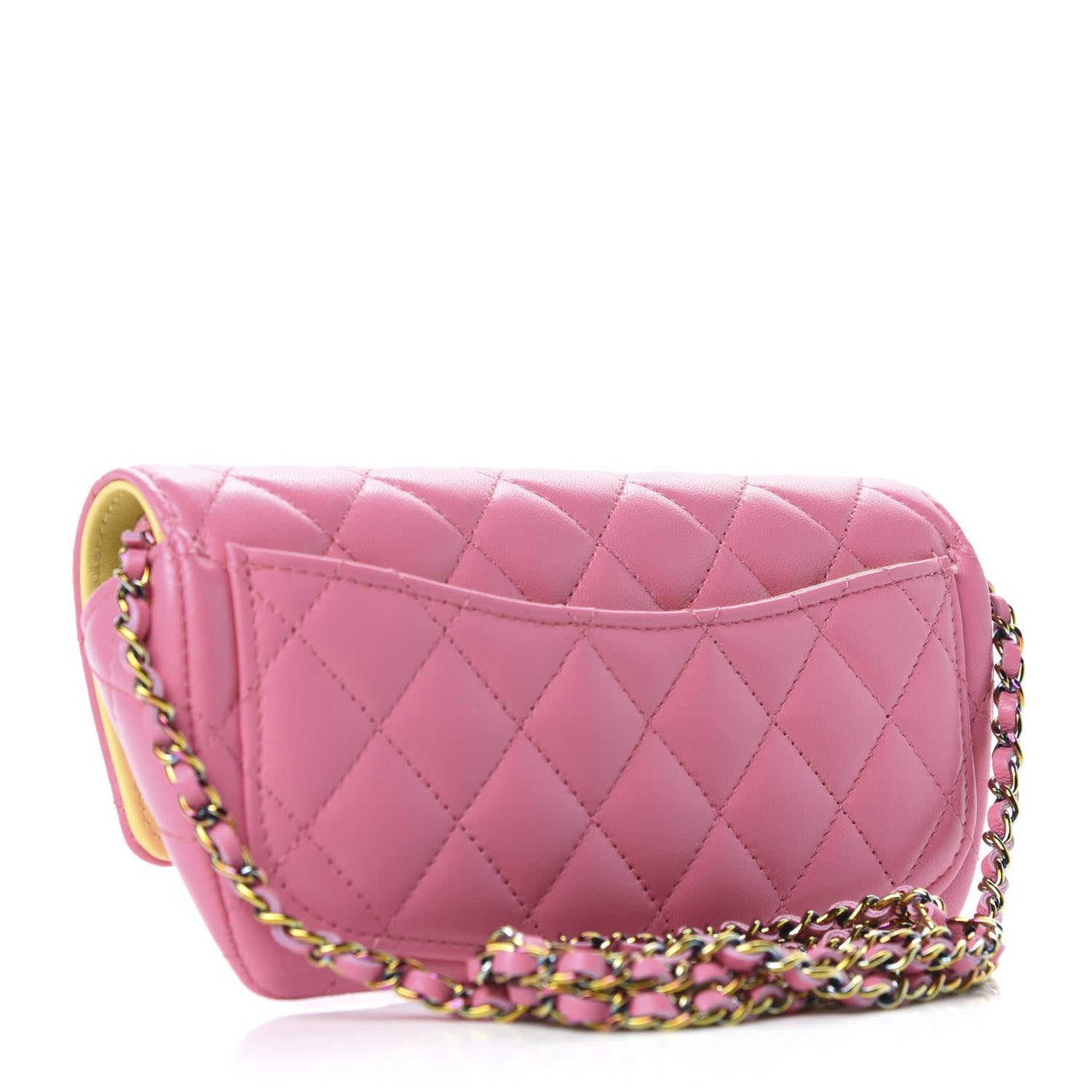 Chanel Lambskin Quilted Glasses Case With Chain Pink Yellow 3 of 9