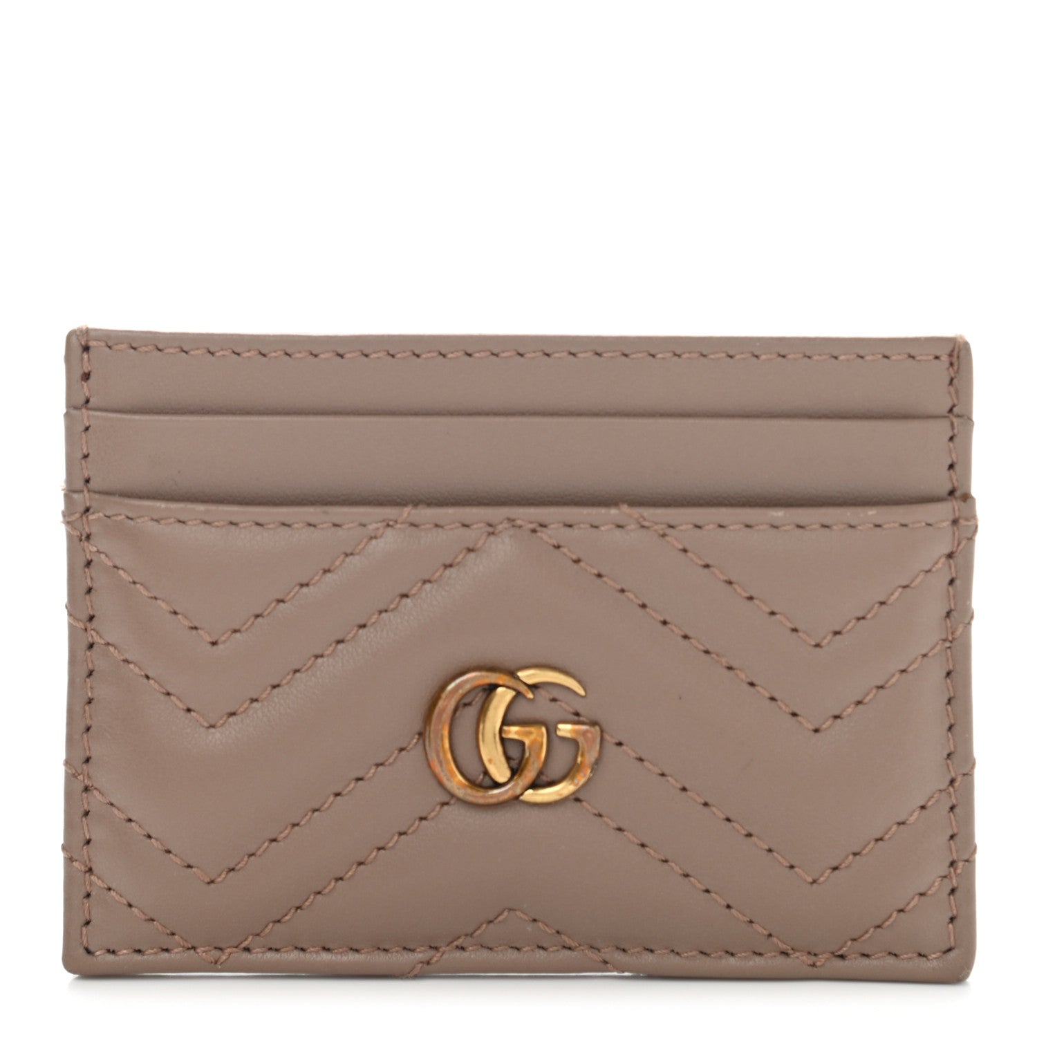 Gucci Calfskin Matelasse GG Marmont Card Holder Porcelain Rose 1 of 10