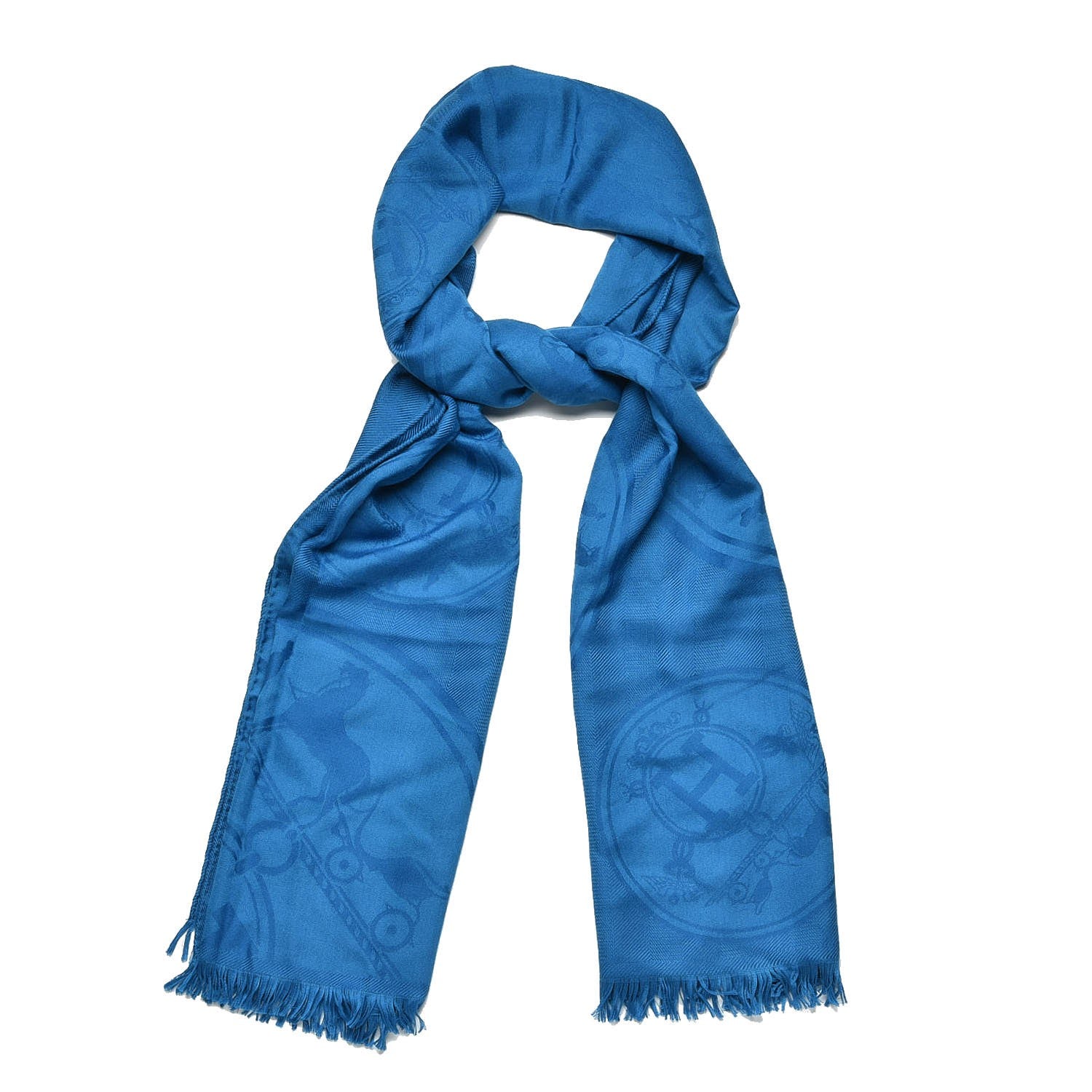 Hermes Cashmere Silk New Libris Stole Cobalt 1 of 5