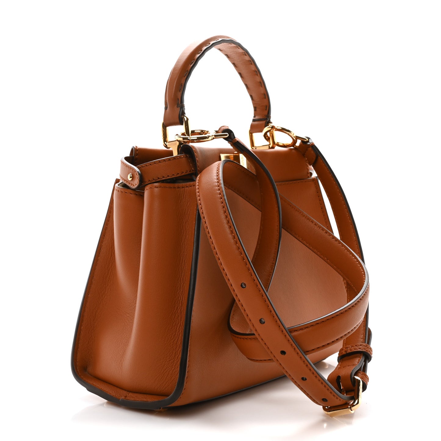 Vitello Seta Canvas FF Embroidered Mini Peekaboo Iconic Satchel Brandy Amazzonia