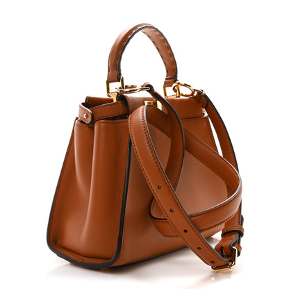 Fendi Vitello Seta Canvas FF Embroidered Mini Peekaboo Iconic Satchel Brandy Amazzonia 3 of 9