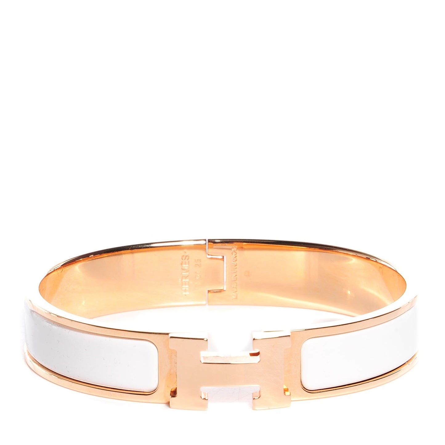 Enamel Narrow Clic Clac H Bracelet GM White