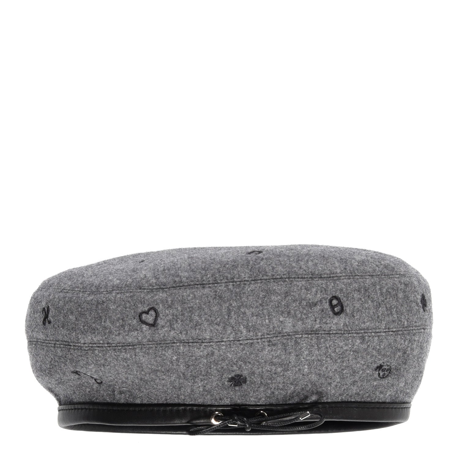 Hermes Cashmere Lambskin Saint-Honore Charms Beret 57 Charbon 2 of 7