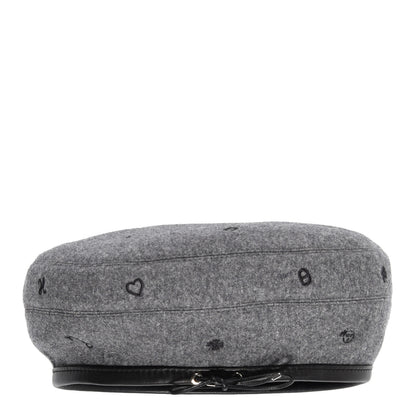 Hermes Cashmere Lambskin Saint-Honore Charms Beret 57 Charbon 2 of 7