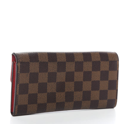 Louis Vuitton Damier Ebene Emilie Wallet Red 2 of 10