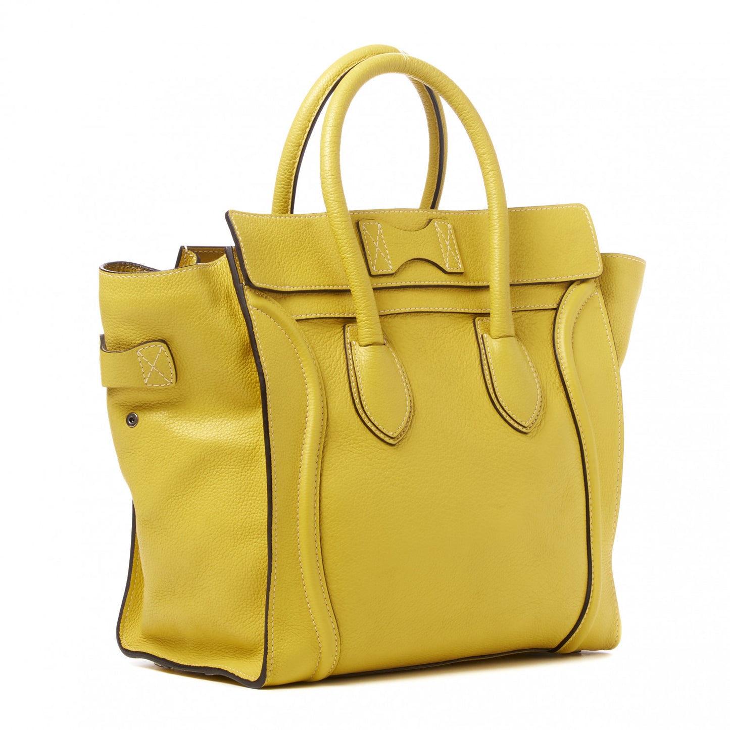 Drummed Calfskin Mini Luggage Citron