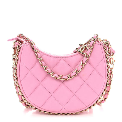 Chanel Lambskin Quilted Mini Chain Around Hobo Pink 1 of 11