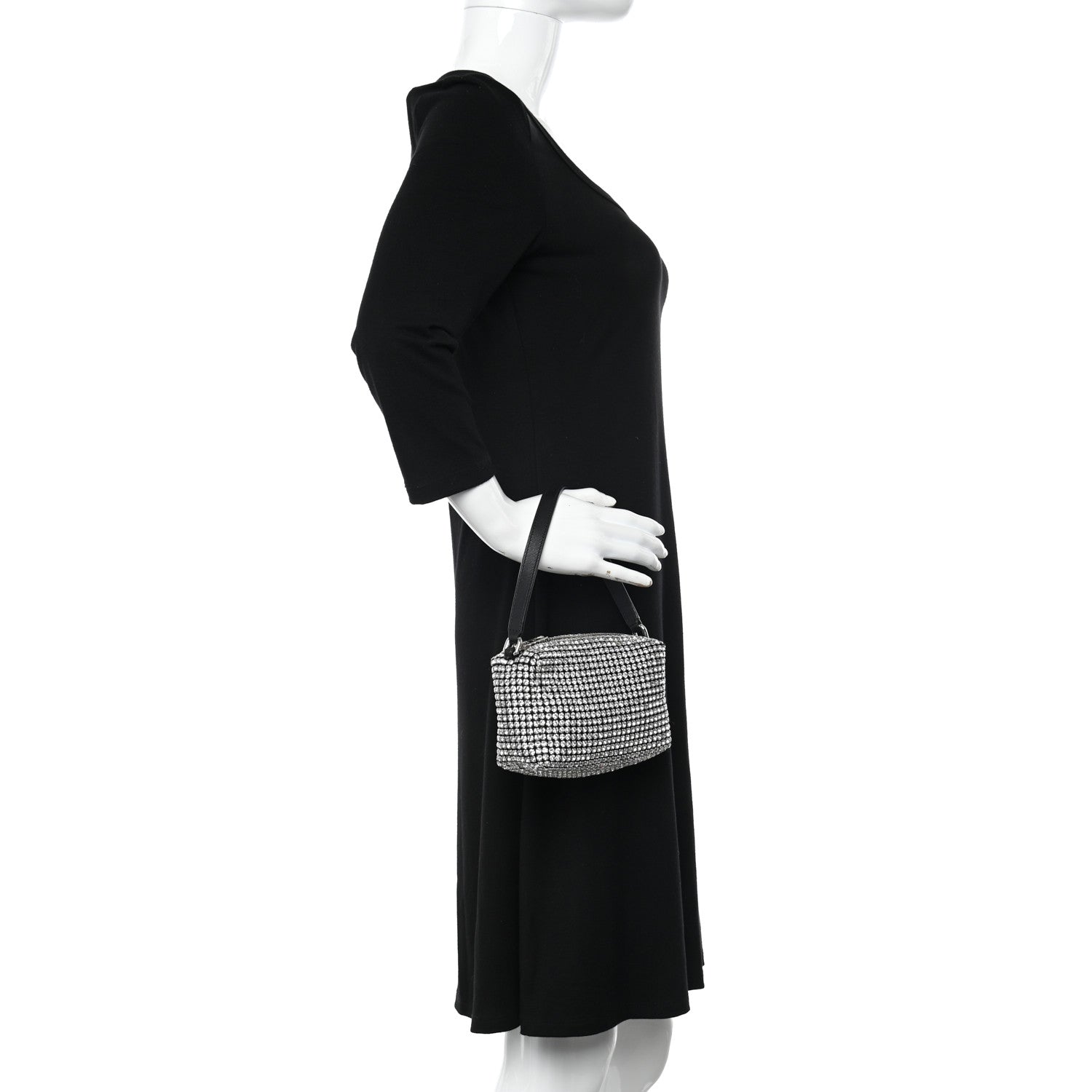 Alexander Wang Mesh Crystal Rhinestone Mini Heiress Pouch Black Silver 2 of 11