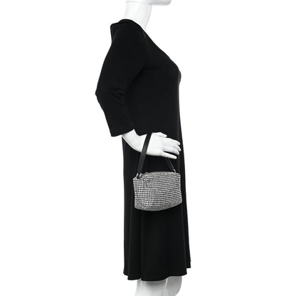 Alexander Wang Mesh Crystal Rhinestone Mini Heiress Pouch Black Silver 2 of 11