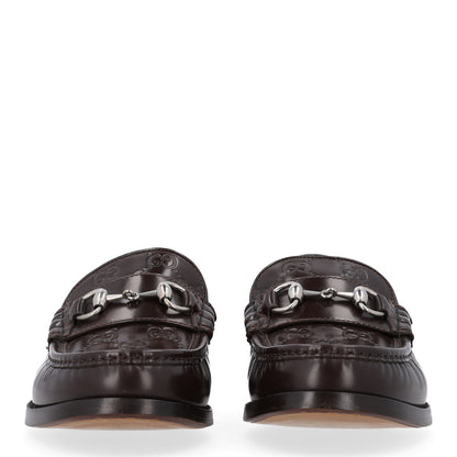 Gucci Calfskin GG Embossed Horsebit Loafers 8 Cocoa 3 of 11