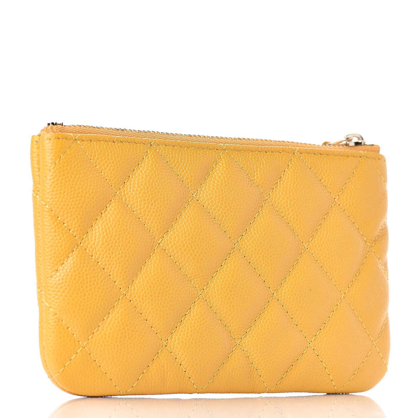 Caviar Quilted Small Cosmetic Case Yellow