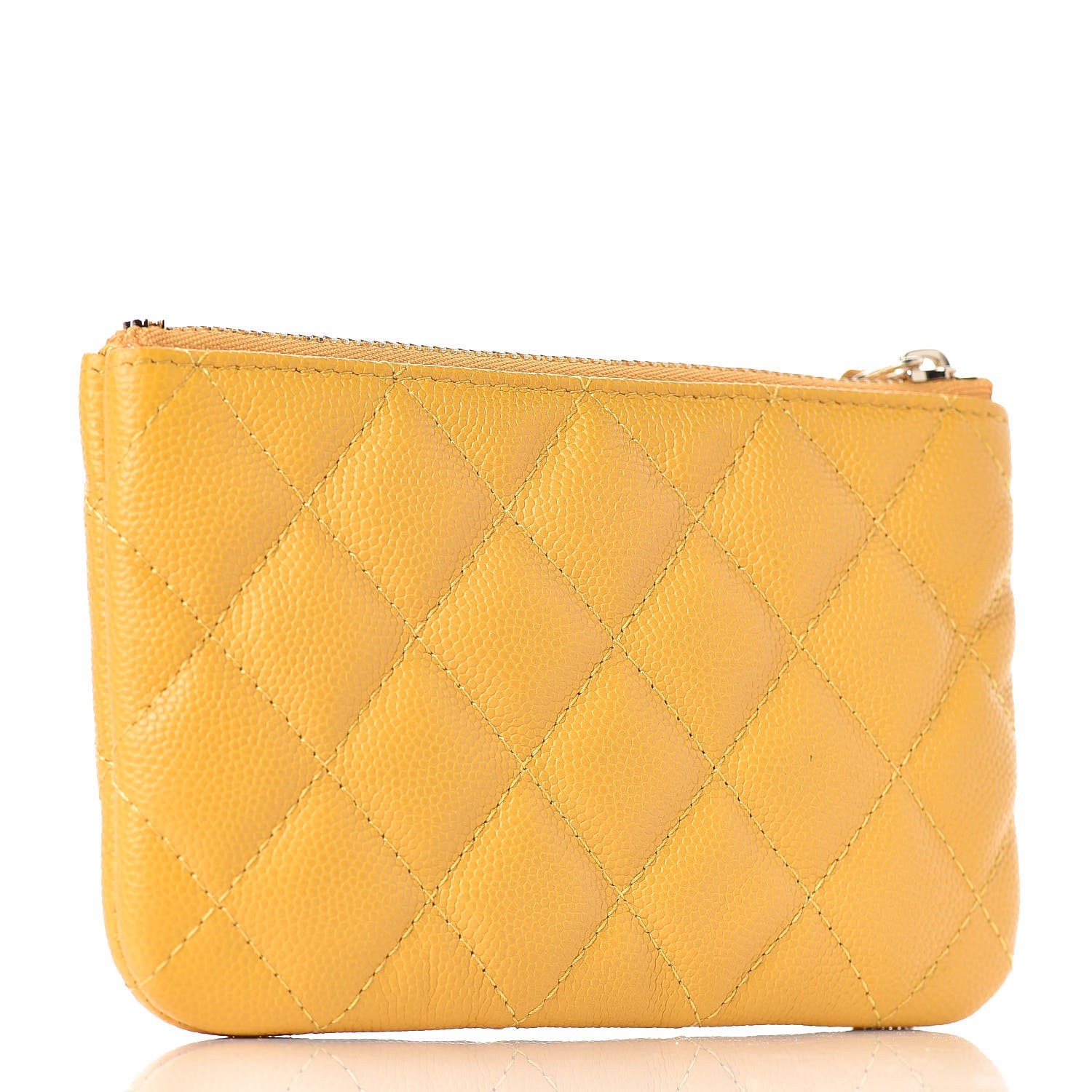 Chanel Caviar Quilted Small Cosmetic Case Yellow 3 of 8
