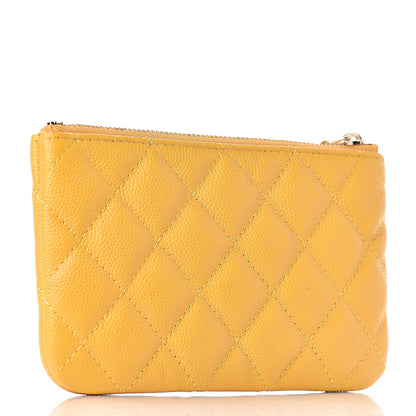 Chanel Caviar Quilted Small Cosmetic Case Yellow 3 of 8