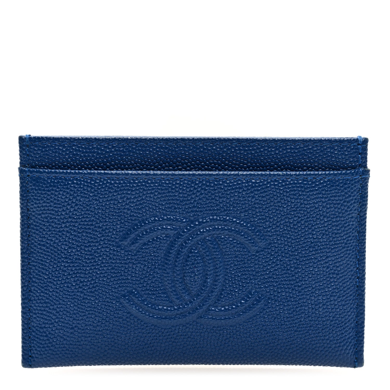 Chanel Caviar Timeless CC Card Holder Wallet Blue 1 of 8