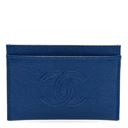 Chanel Caviar Timeless CC Card Holder Wallet Blue 1 of 8