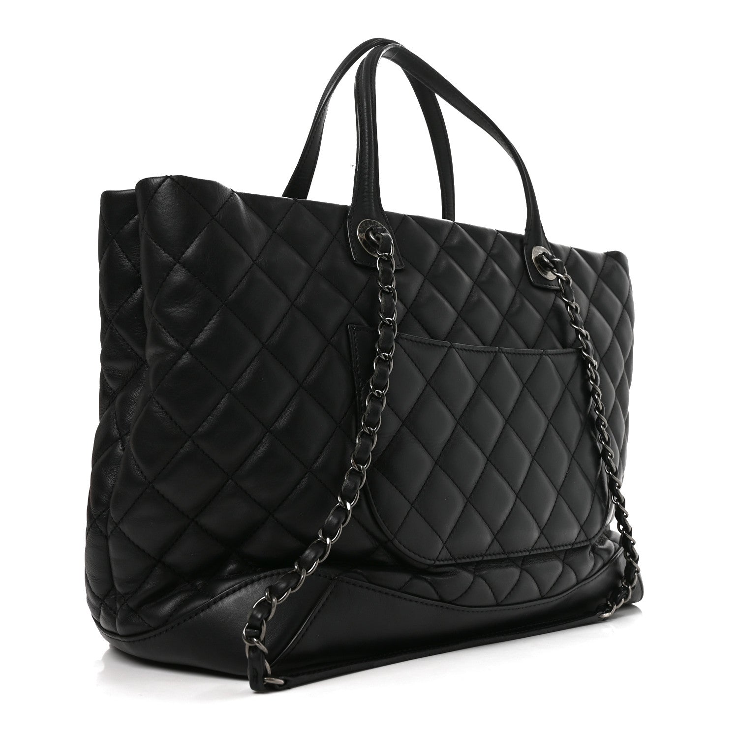 Chanel Calfskin Quilted Large Easy Shopping Tote Black 3 of 10