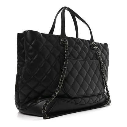 Chanel Calfskin Quilted Large Easy Shopping Tote Black 3 of 10