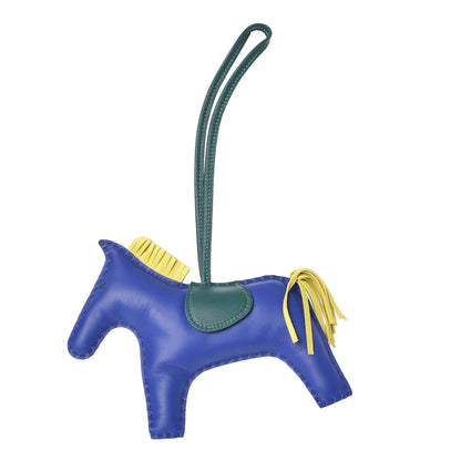 Hermes Milo Lambskin Grigri Rodeo Horse Bag Charm GM Bleu Electrique Malachite Lime 1 of 4
