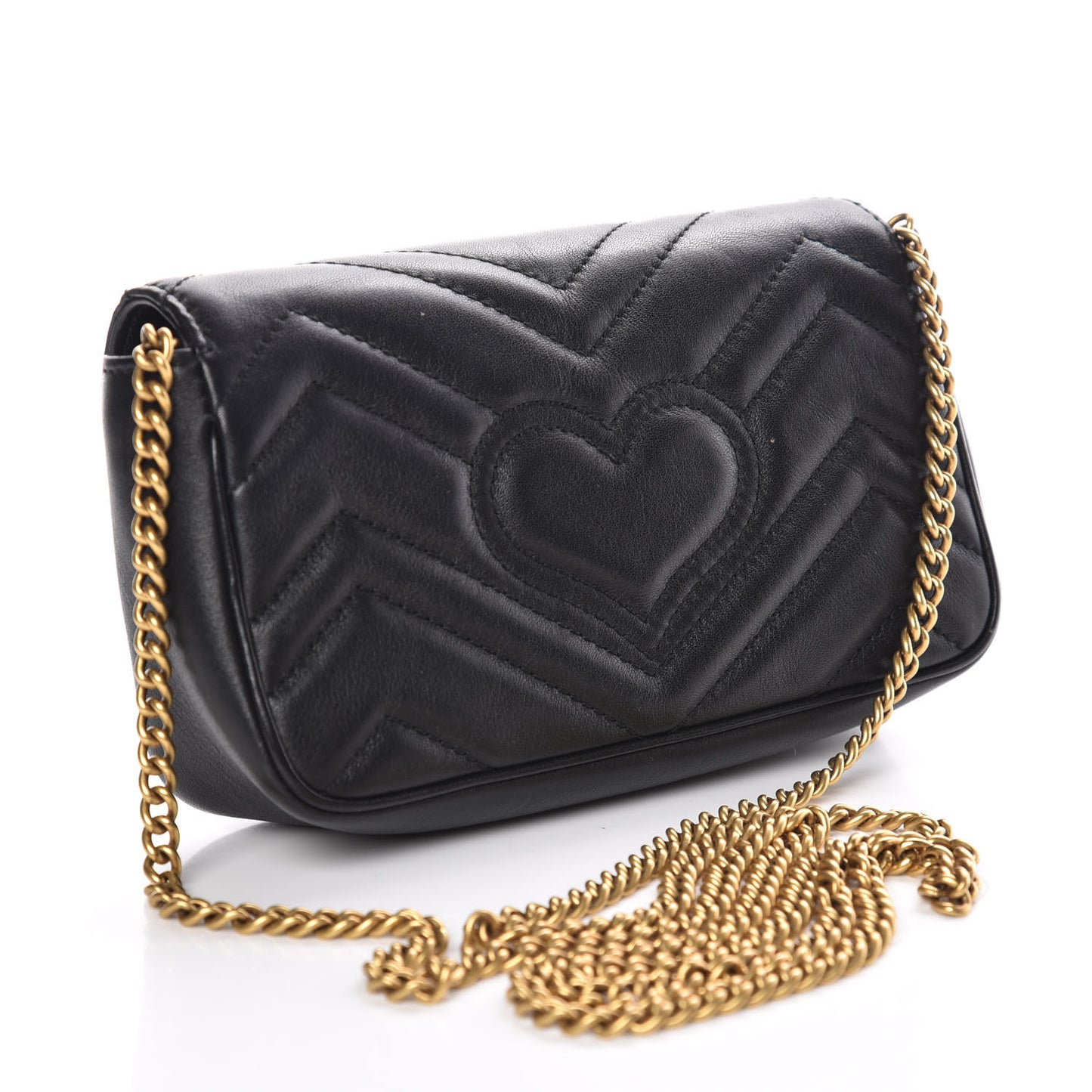 Calfskin Matelasse Super Mini GG Marmont Shoulder Bag Black