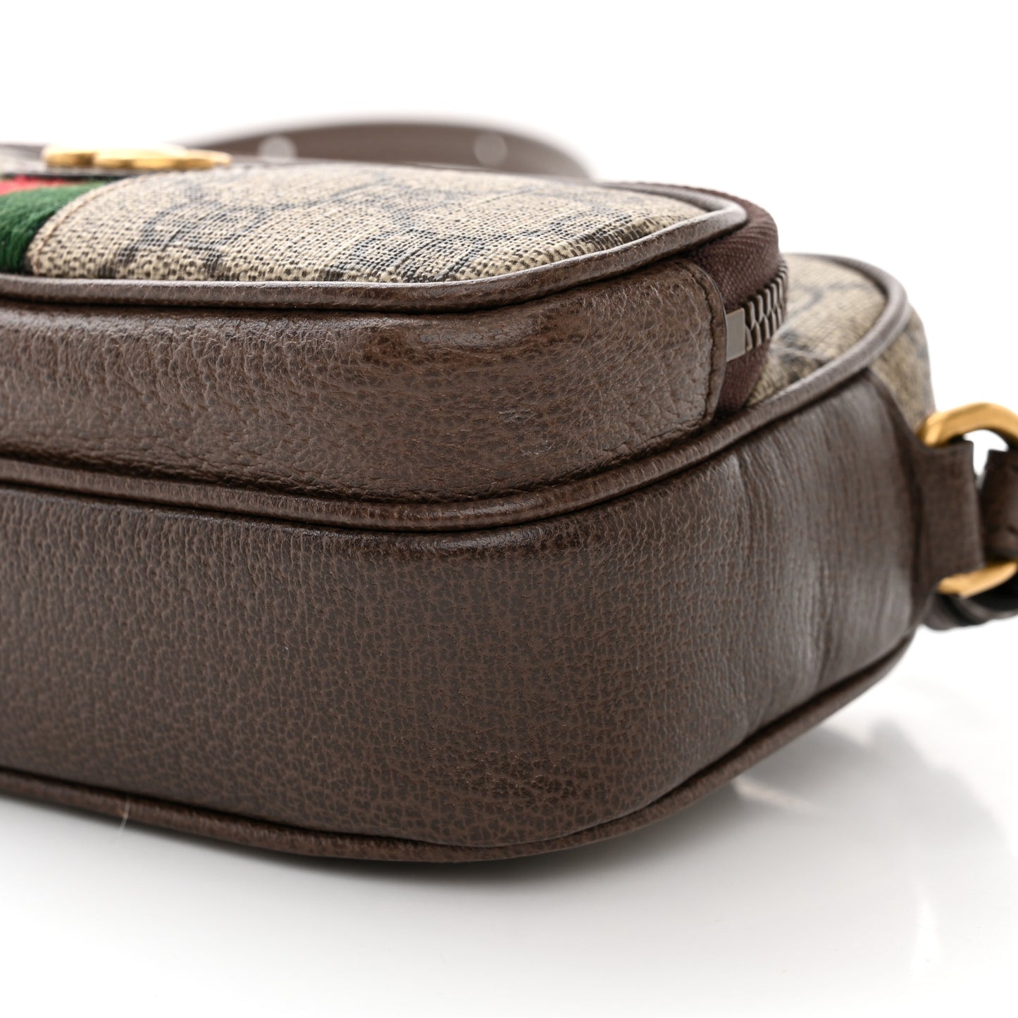 GG Supreme Monogram Textured Dollar Calfskin Web Mini Ophidia Convertible Shoulder Bag Beige Ebony New Acero