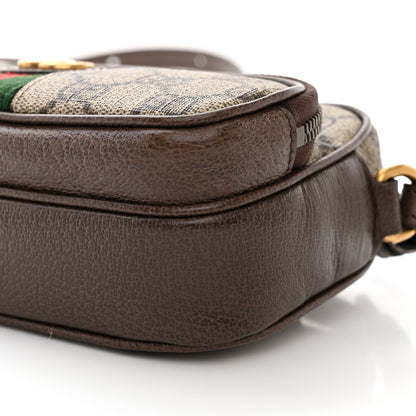 Gucci GG Supreme Monogram Textured Dollar Calfskin Web Mini Ophidia Convertible Shoulder Bag Beige Ebony New Acero 10 of 11