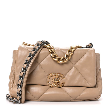 Chanel Lambskin Quilted Medium Chanel 19 Flap Dark Beige 1 of 10