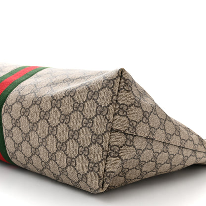 Gucci GG Supreme Monogram Textured Calfskin Web Medium Ophidia Shopping Tote Beige Ebony New Acero 10 of 11