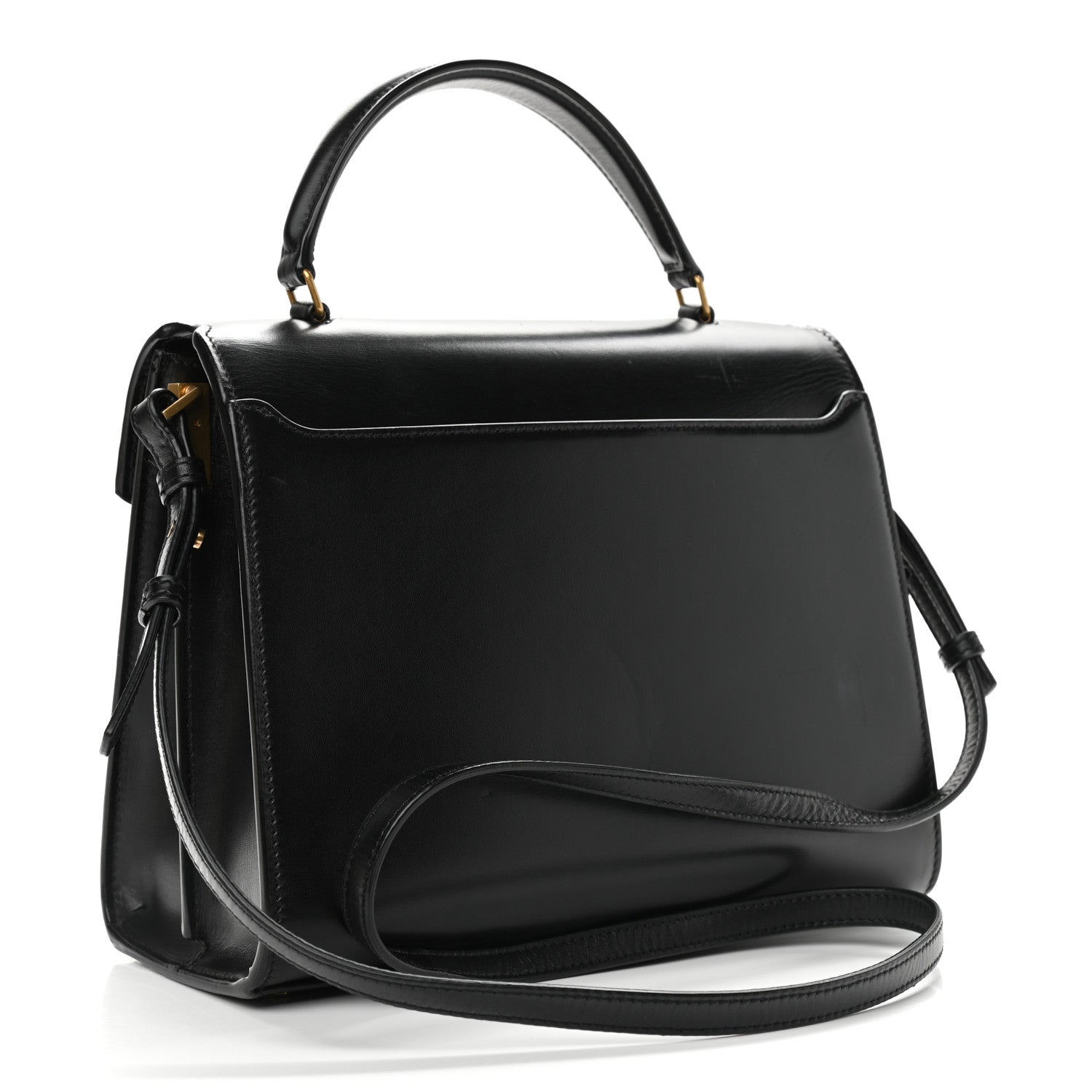 Saint Laurent Kid Scamosciato Smooth Calfskin Medium Classic Monogram Cassandra Top Handle Black Rouge Legion 3 of 11