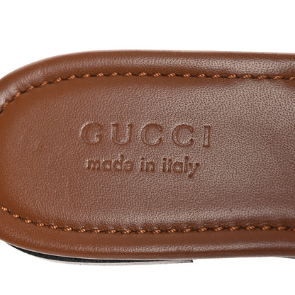 Gucci Calfskin Monogram Horsebit Womens Slide Sandals 37 Beige Ebony Sundial 9 of 12