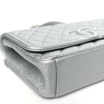 Chanel Metallic Caviar Quilted Medium CC Filigree Flap Silver 9 of 11