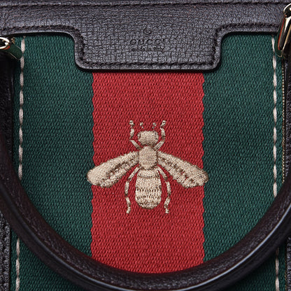 Gucci Monogram Vintage Web Medium Webby Bee Boston Dark Brown 8 of 11