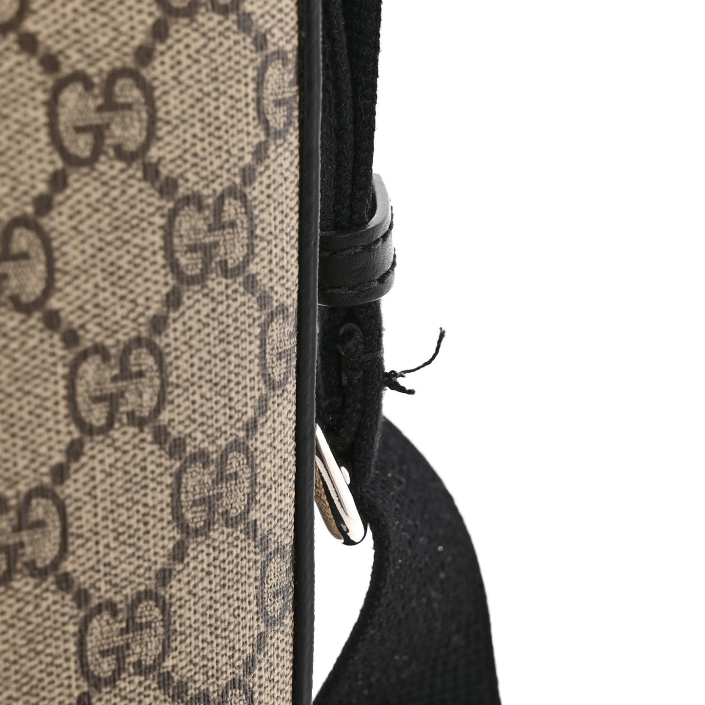 GG Supreme Monogram Single Buckle Flap Messenger Bag Beige Black