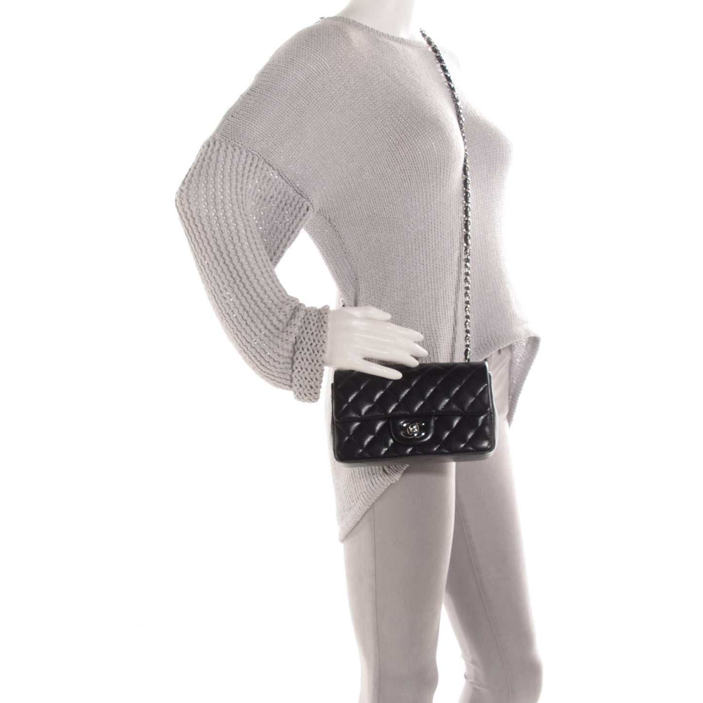 Caviar Quilted Mini Rectangular Flap Black