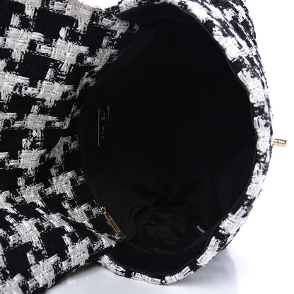 Chanel Tweed Quilted Large 19 Flap Black Ecru White 5 of 10