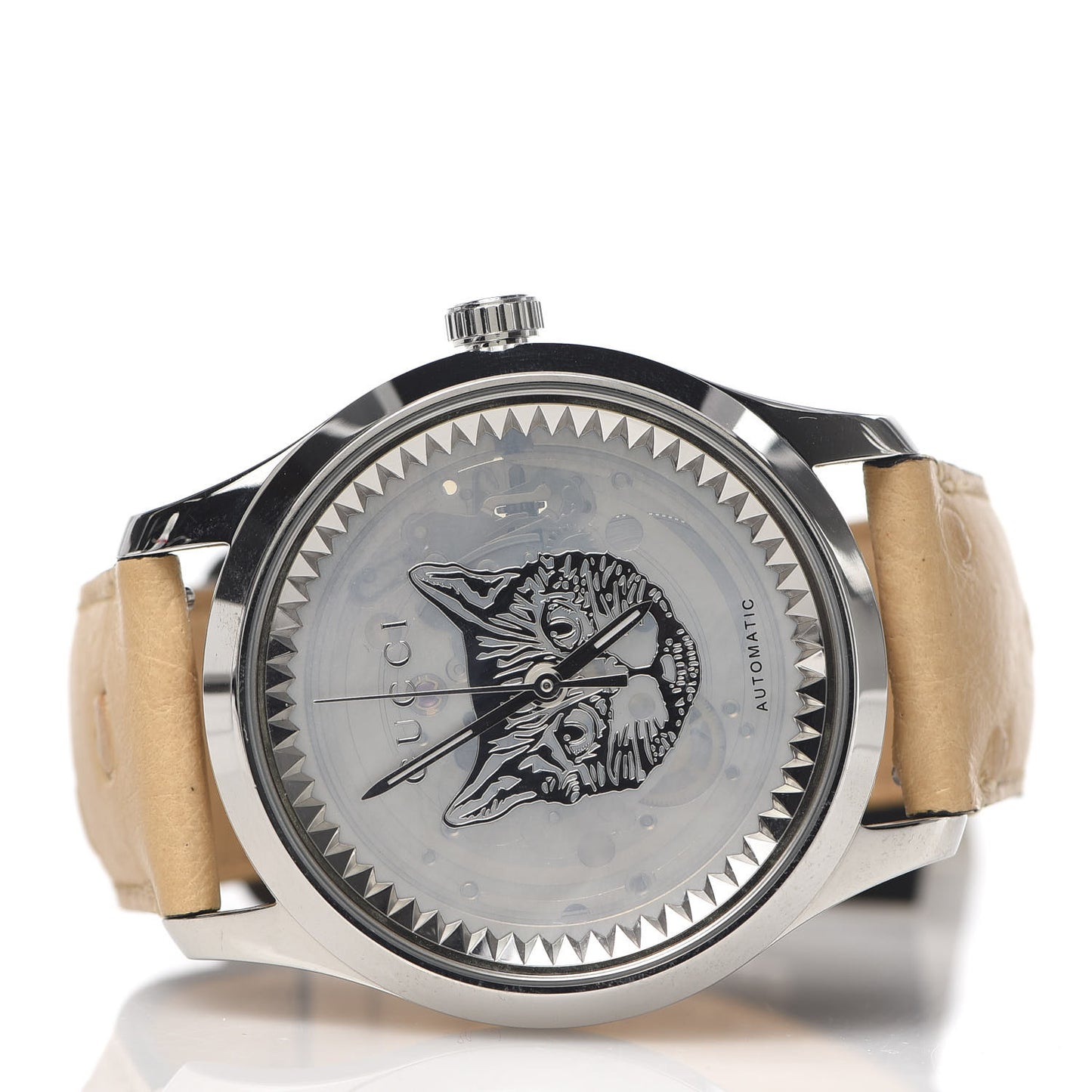 Stainless Steel Ostrich Mother of Pearl 38mm G-Timeless Cat Automatic Watch