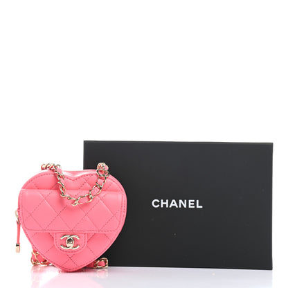 Chanel Lambskin Quilted CC In Love Heart Waist Belt Bag With Chain Pink 12 of 12