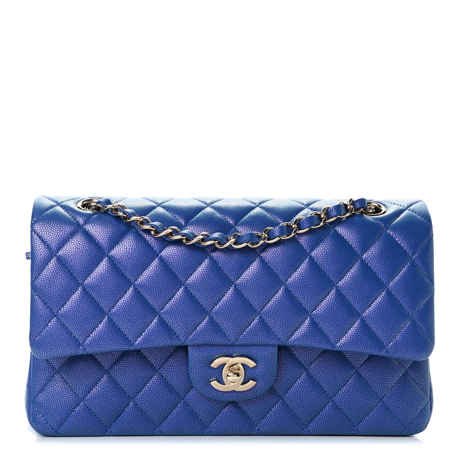 Chanel Caviar Quilted Medium Double Flap Blue 1 of 17