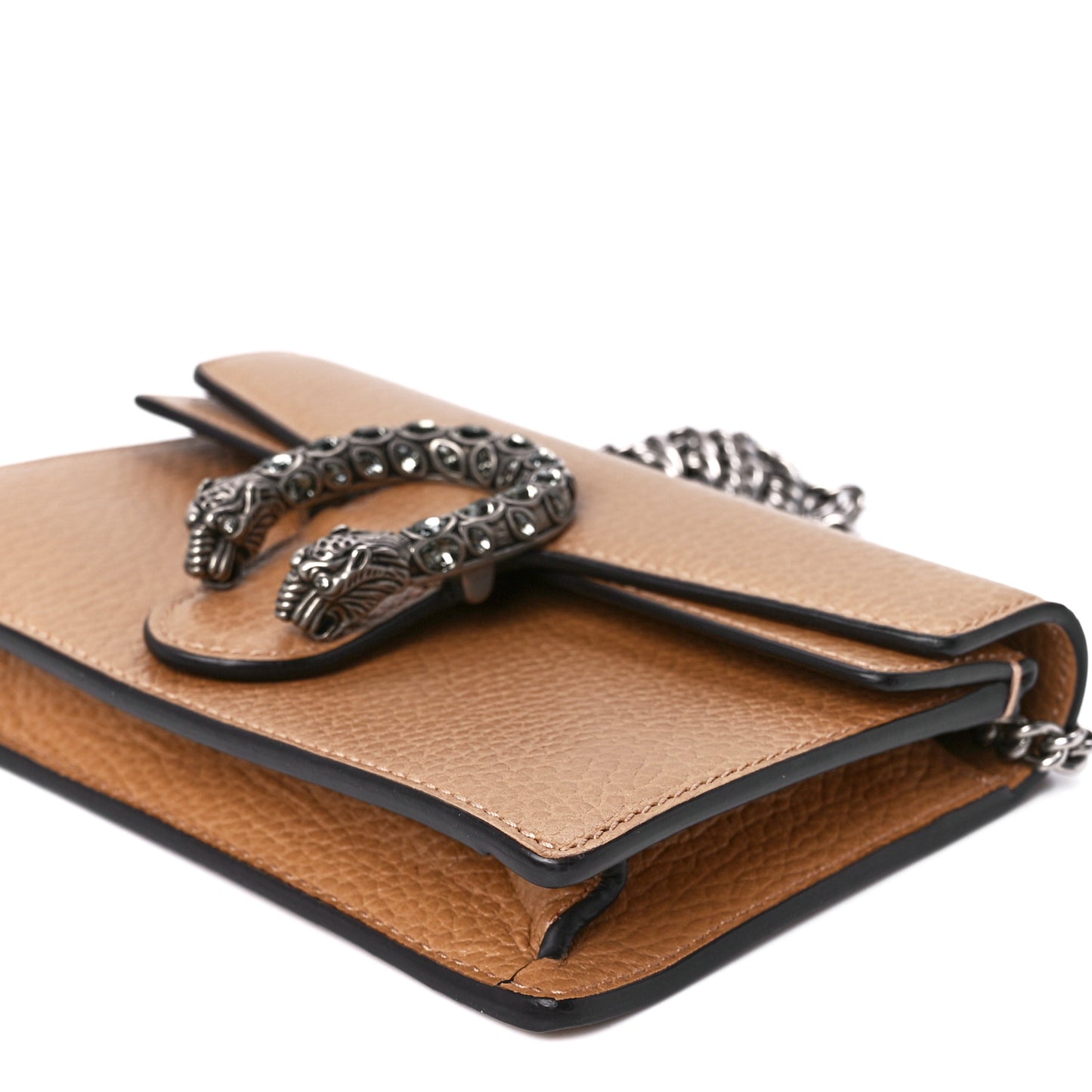 Dollar Calfskin Crystal Super Mini Dionysus Shoulder Bag Natural Tan Black Diamond