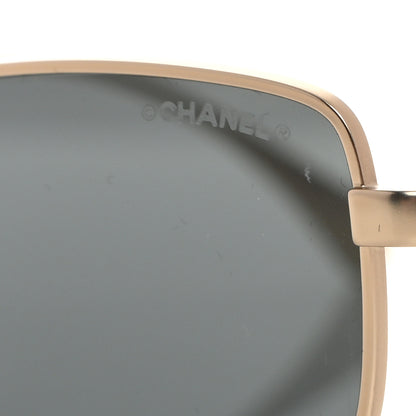 Chanel Metal Crystal Sparkling Wheat Rectangle Sunglasses 71584 Gold 7 of 8