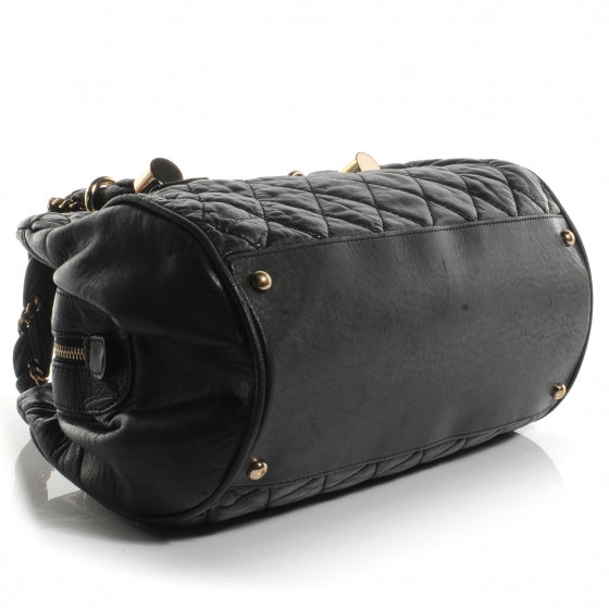 Distressed Lambskin Lady Braid Bowler Black