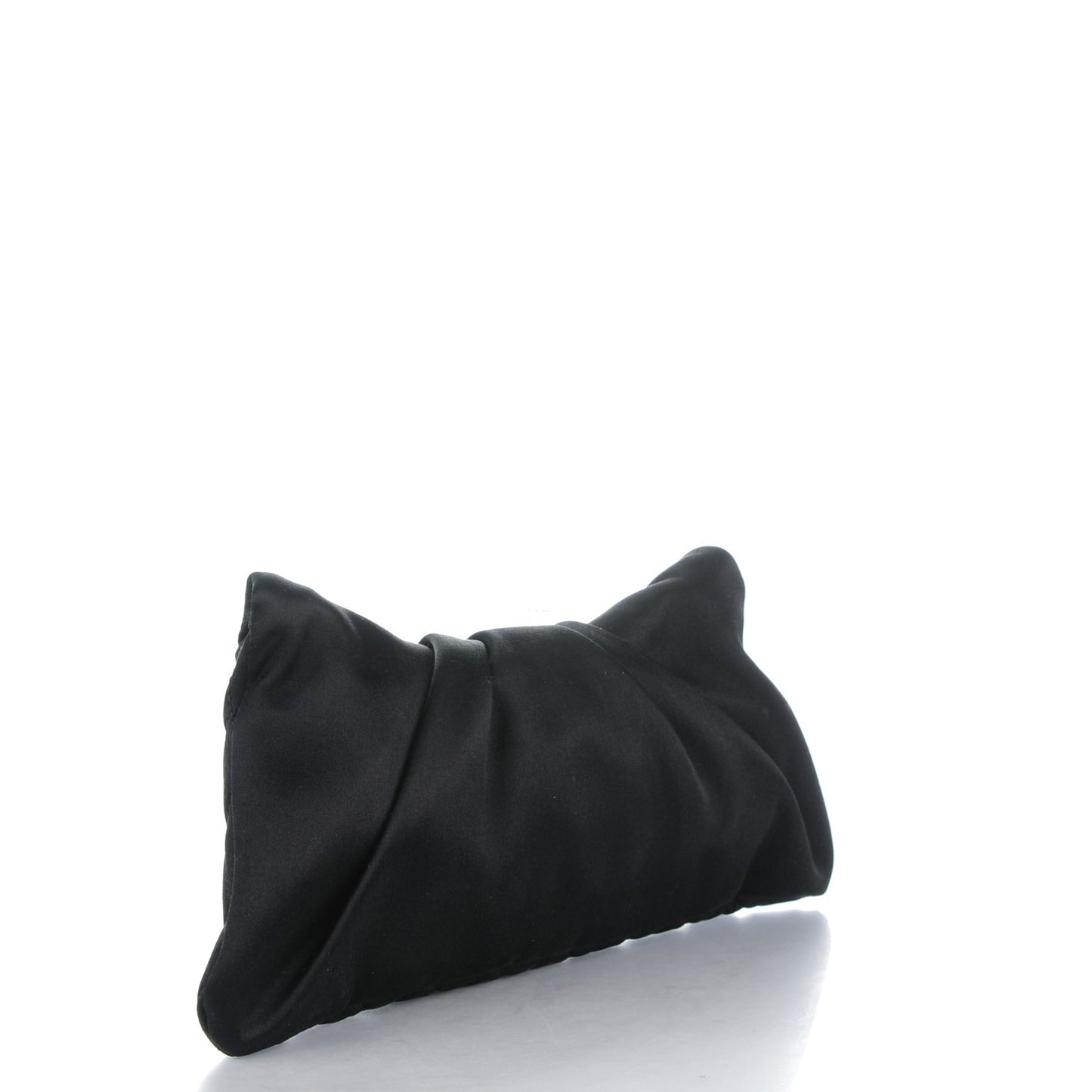 Satin Quilted Flap Clutch Black