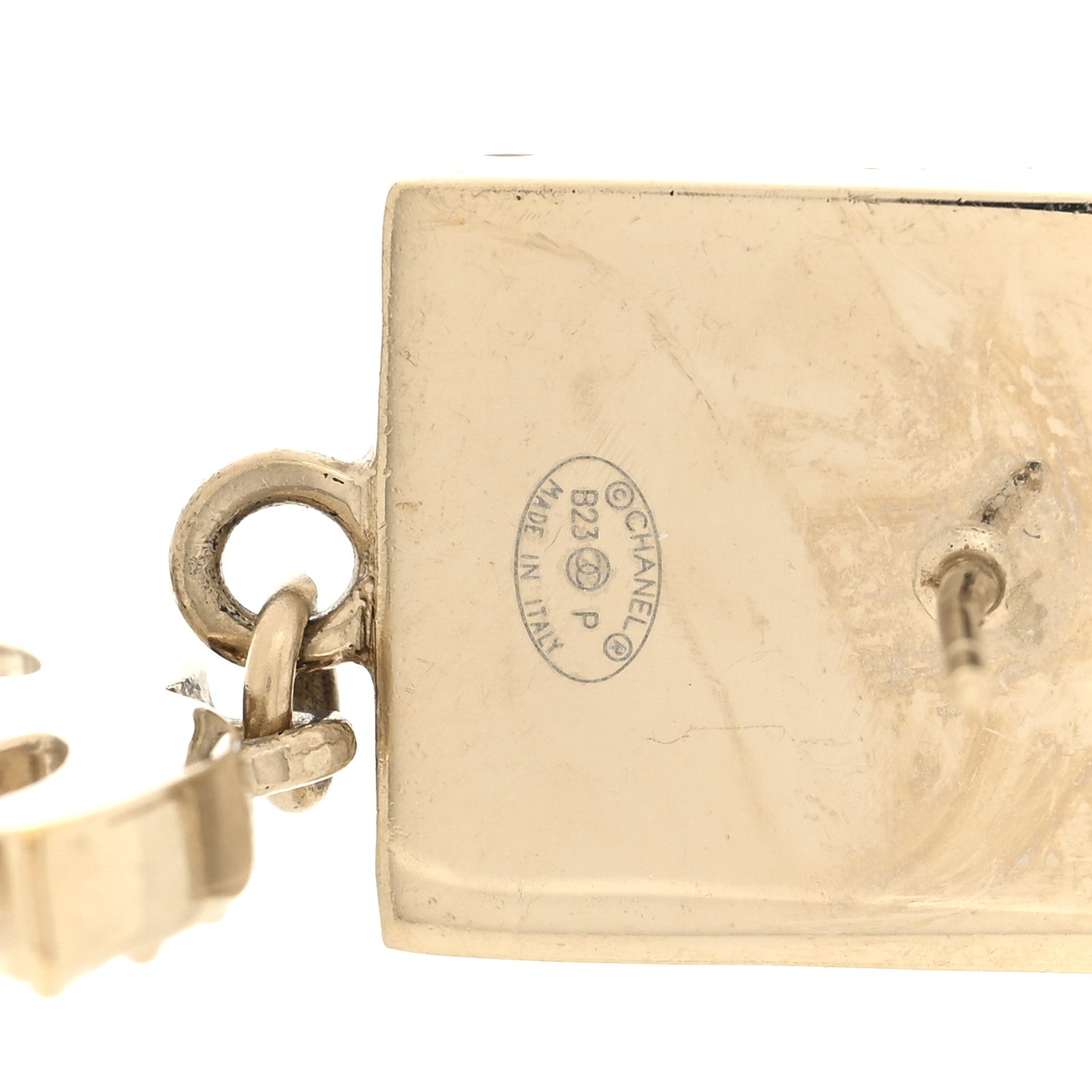 Chanel Metal Crystal Square CC Drop Earrings Gold 3 of 4