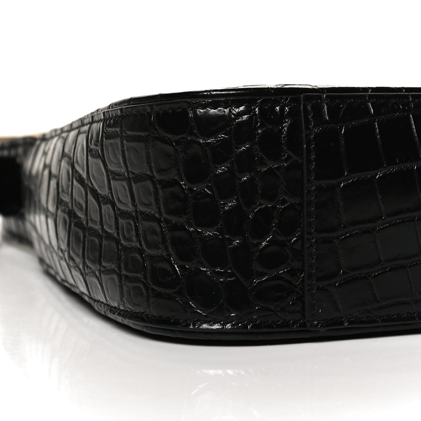 Calfskin Crocodile Embossed Le 5 A 7 Hobo Black