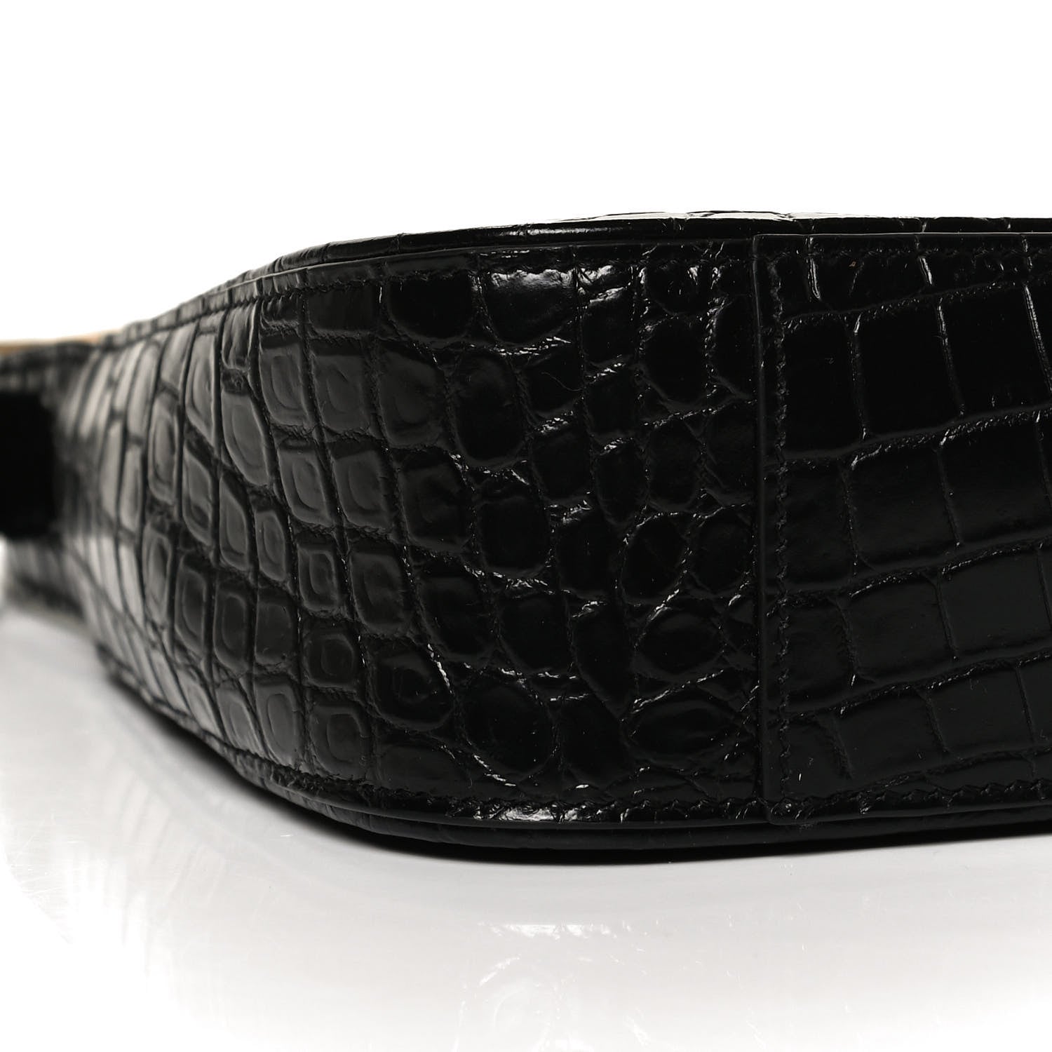 Saint Laurent Calfskin Crocodile Embossed Le 5 A 7 Hobo Black 9 of 10