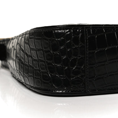 Saint Laurent Calfskin Crocodile Embossed Le 5 A 7 Hobo Black 9 of 10