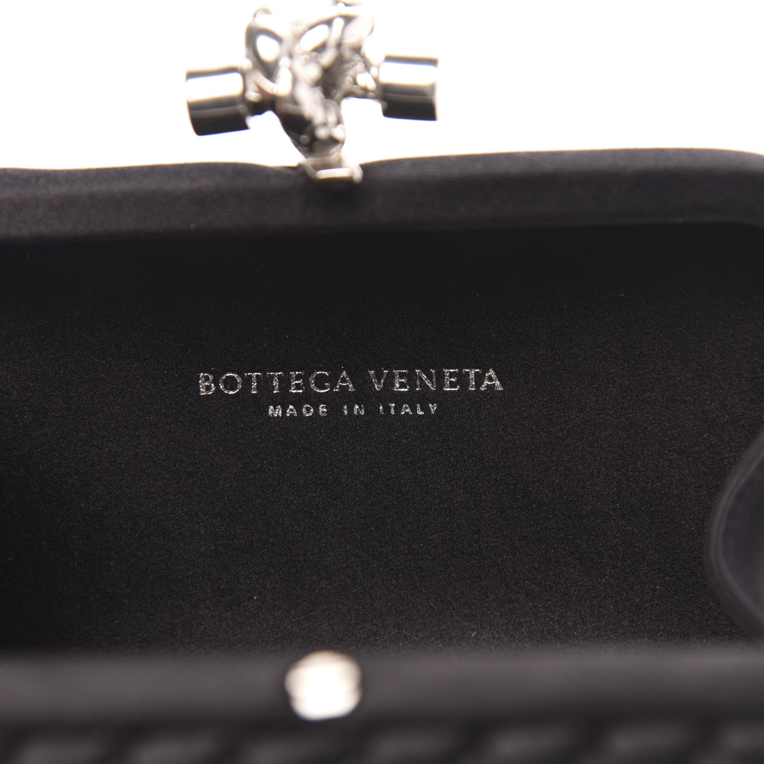 Bottega Veneta Satin Intreccio Impero Knot Clutch Black 6 of 8