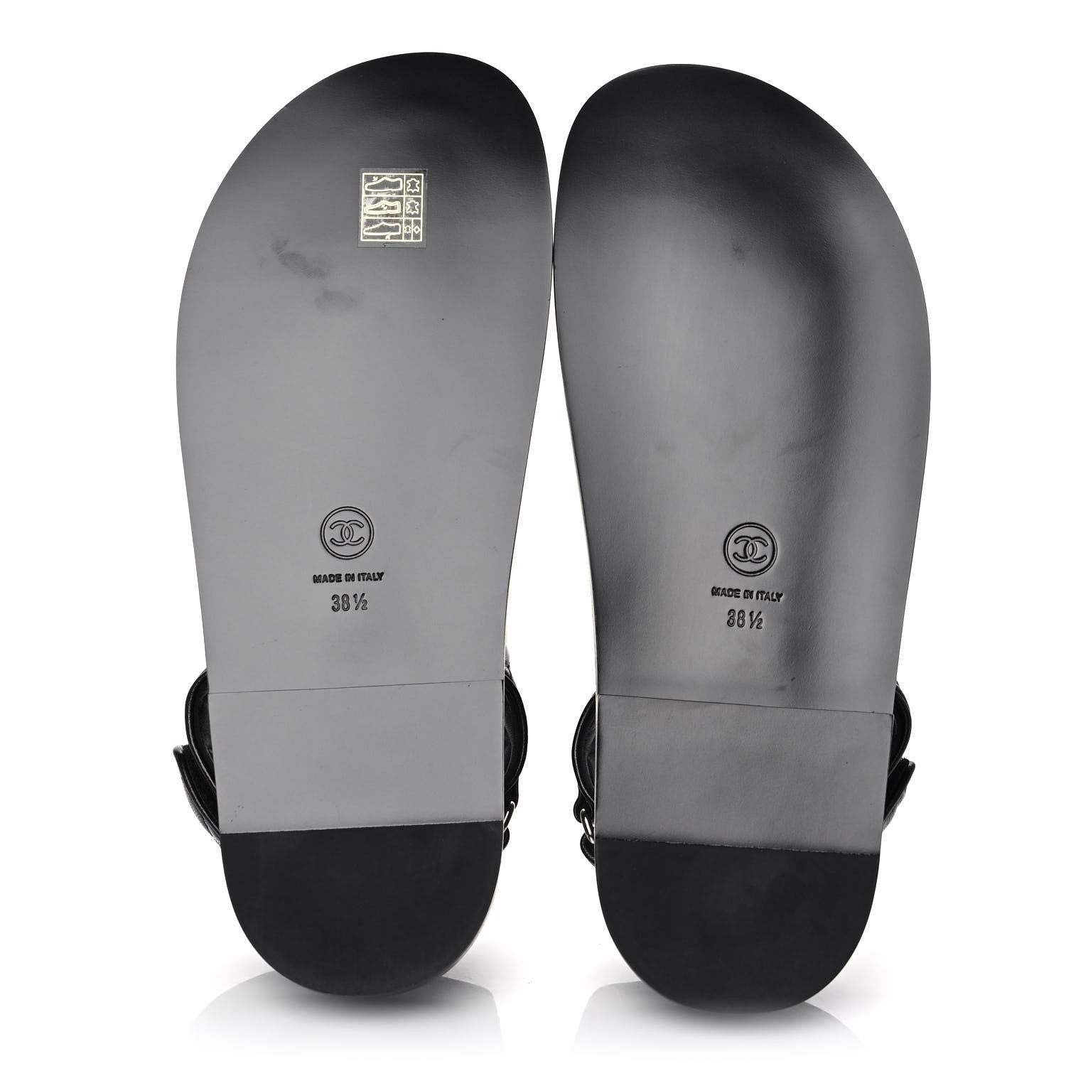 Chanel Lambskin Velcro Dad Sandals 38.5 Black 5 of 10