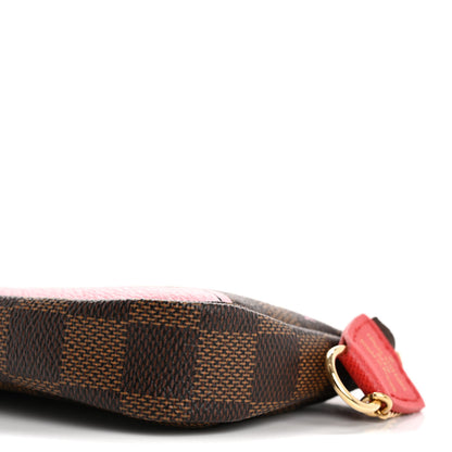 Louis Vuitton Damier Ebene 2019 Christmas Animation Mini Pochette Accessories Red 10 of 10
