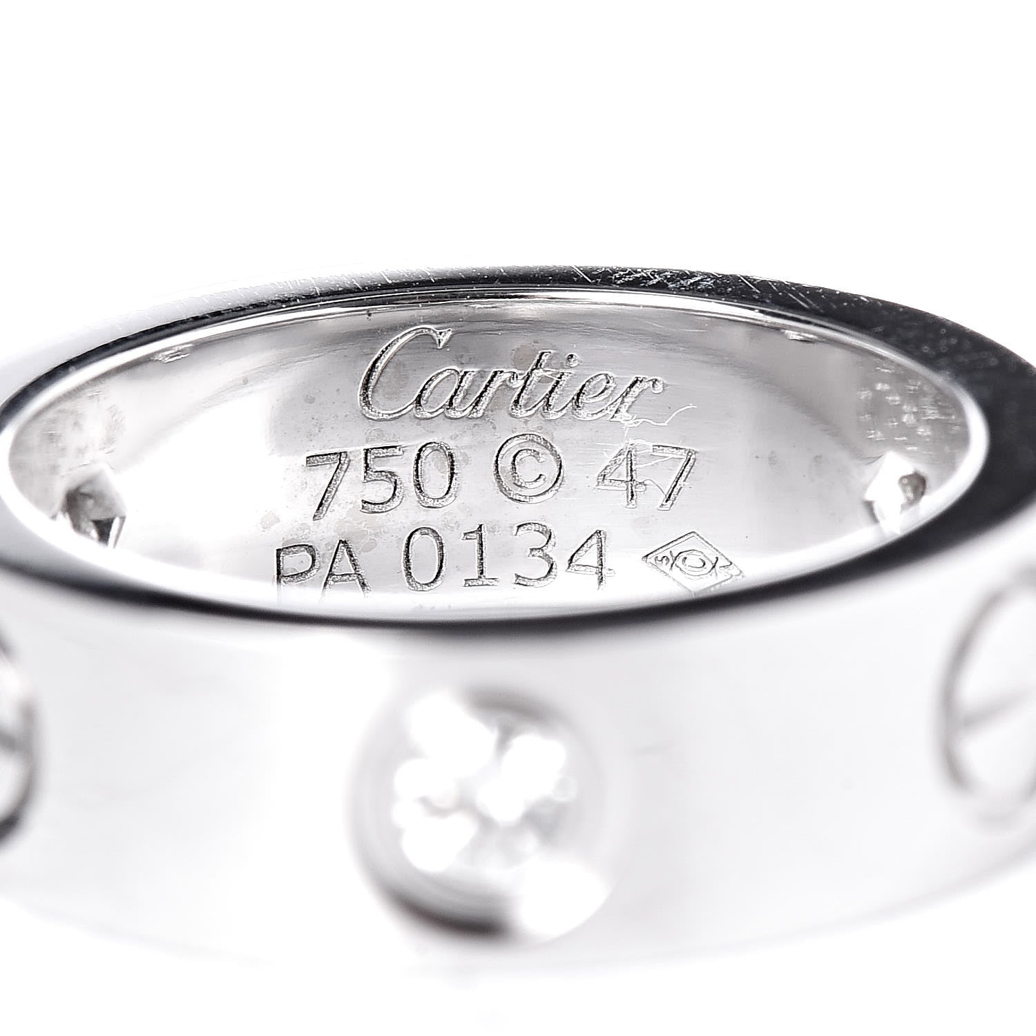 Cartier 18K White Gold 3 Diamond 5.5mm LOVE Ring 47 4 4 of 5