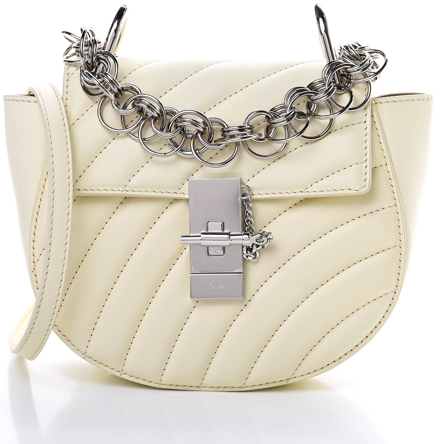 Calfskin Quilted Mini Drew Bijou Shoulder Bag Natural White